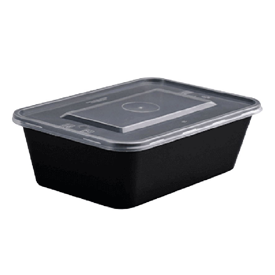 00.26.0650B MICROWAVABLE CONTAINER WITH LIDS 650ml BLACK - Image 1