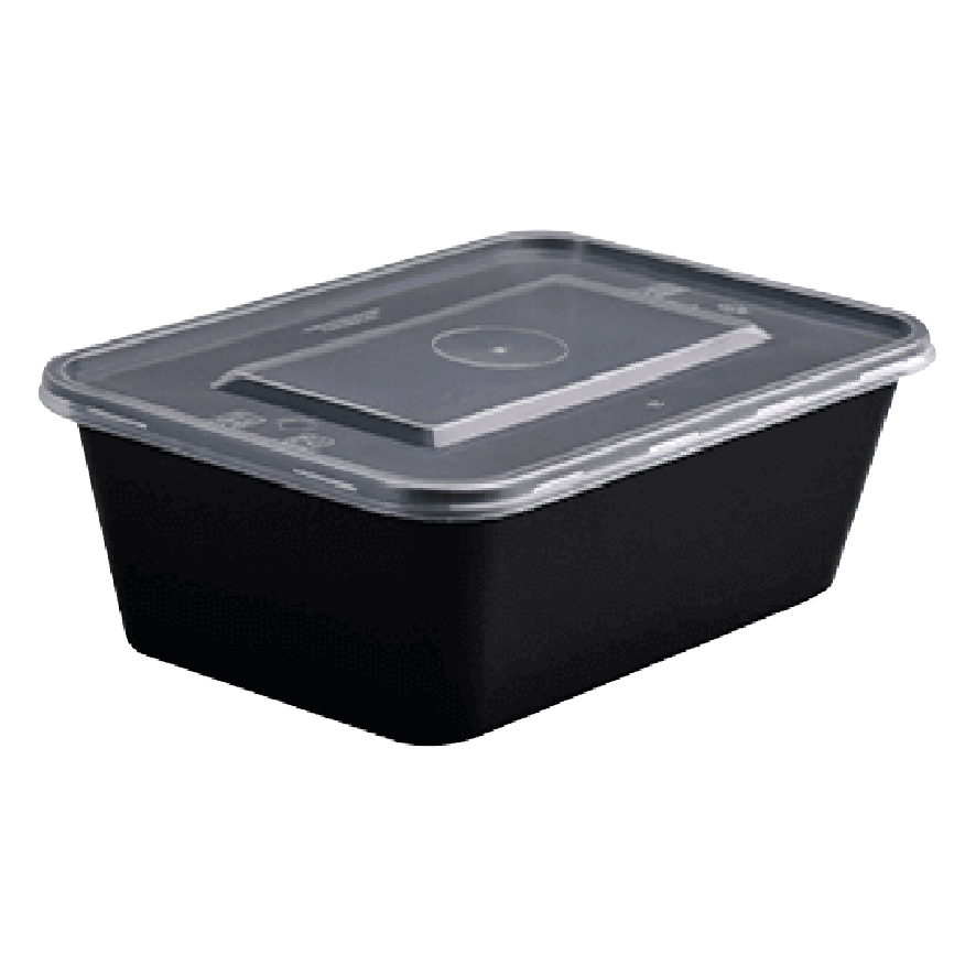 00.26.0750B MICROWAVABLE CONTAINER WITH LIDS 750ml BLACK - Image 1