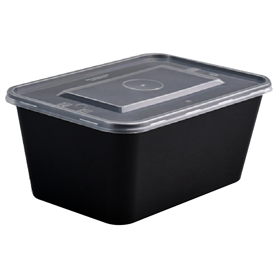 00.26.1000B MICROWAVABLE CONTAINER WITH LIDS 1.000ml BLACK - Image 1