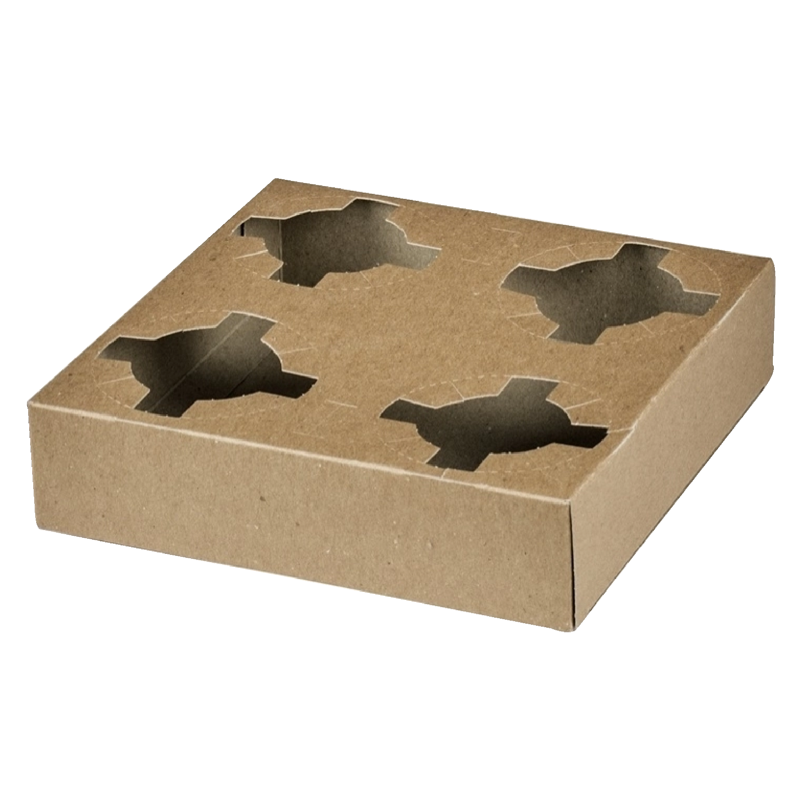 00.28KR.0004.STC 4 SECTION CUP CARRIERS KRAFT - Image 1