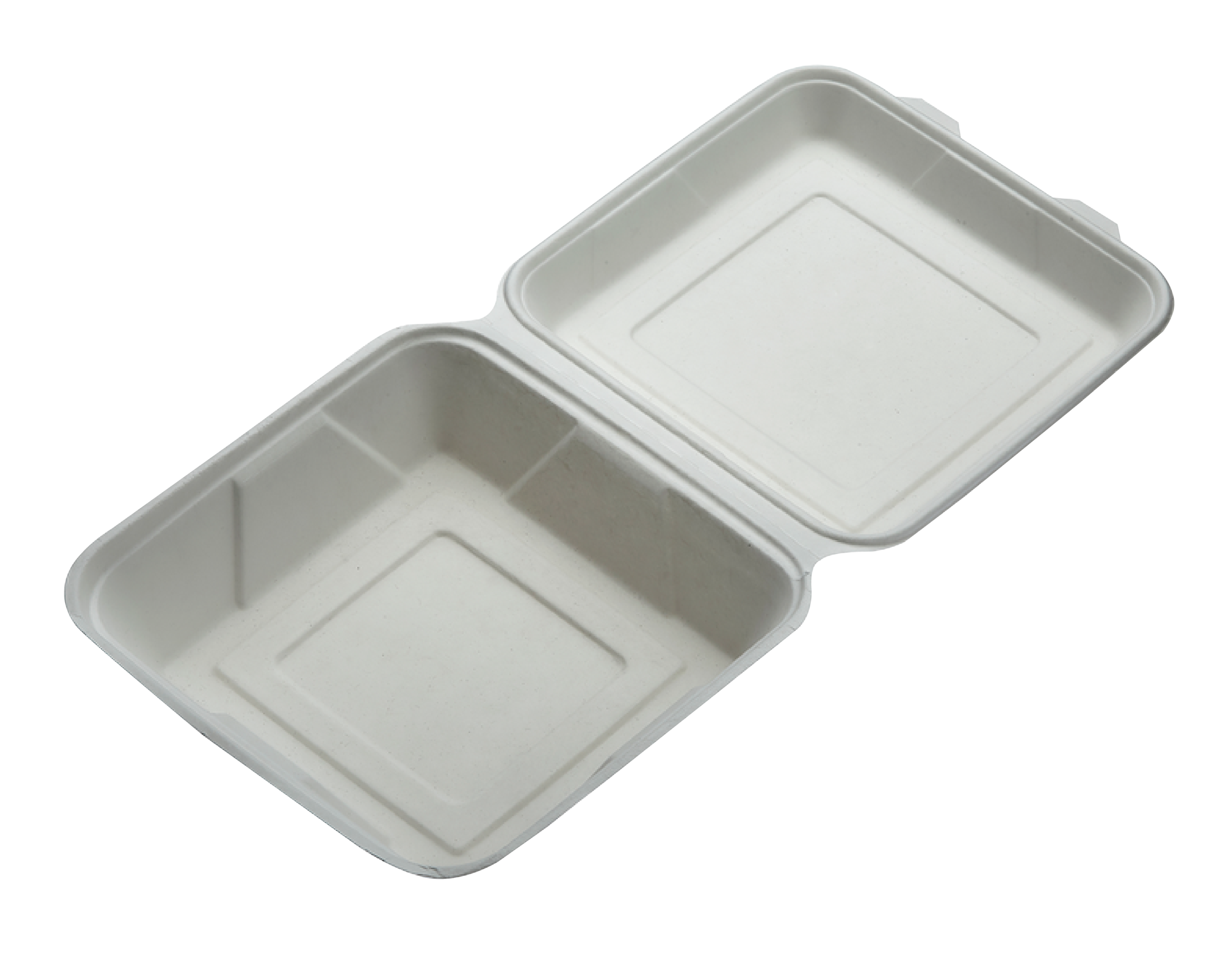 00.30.4436 Bagasse 1 Compartment Hinged Lid Box - Image 1