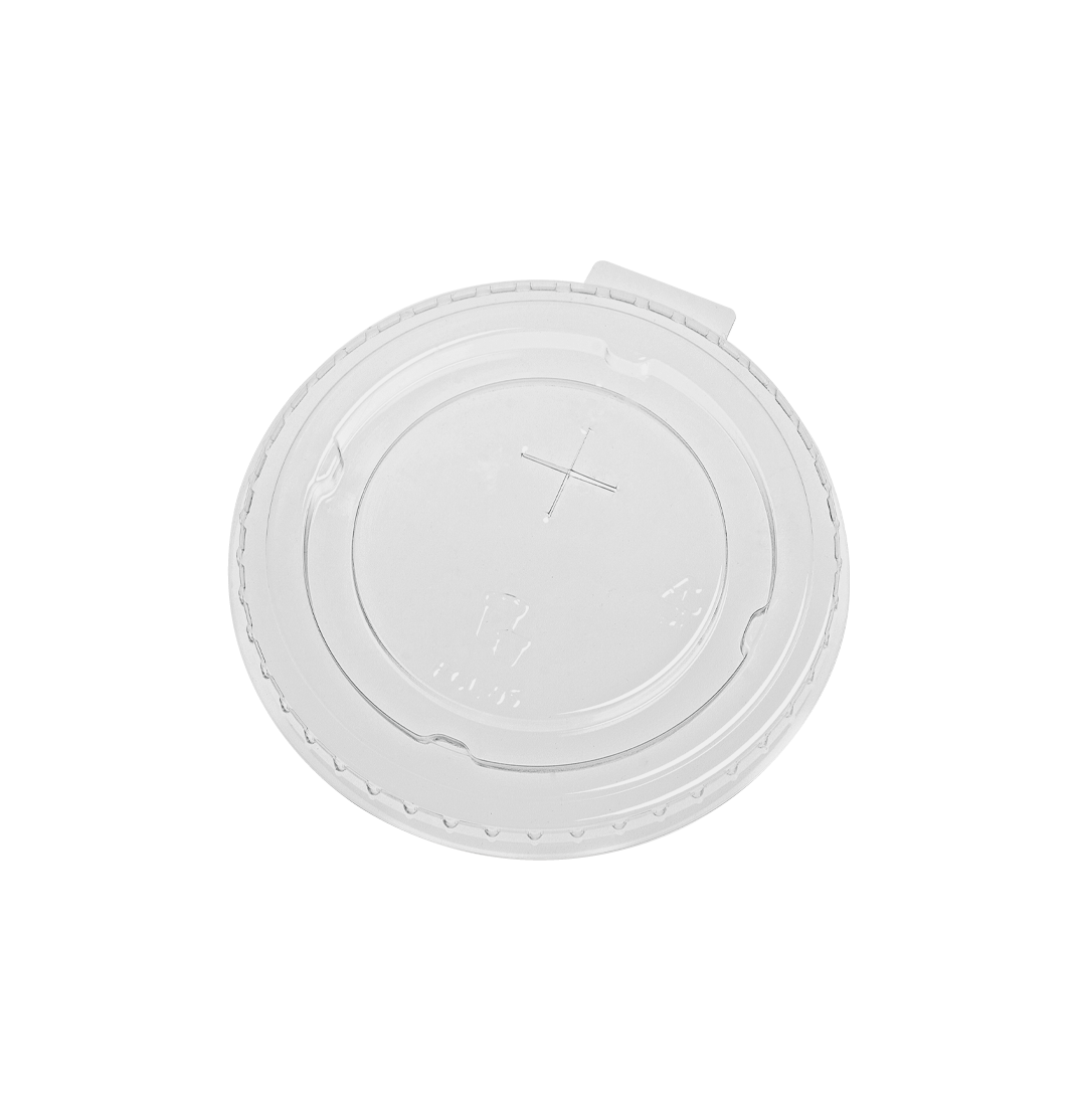 10.07.445300.STC Καπάκι PET Flat Φ95mm Με Σταυρό για Χρήση με Ποτήρια RPET 9oz - 20oz - Image 1